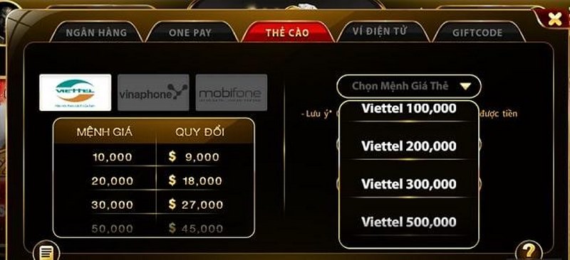 nạp tiền bằng thẻ điện thoại