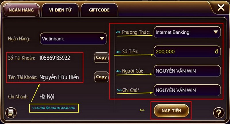 sử dụng internet banking