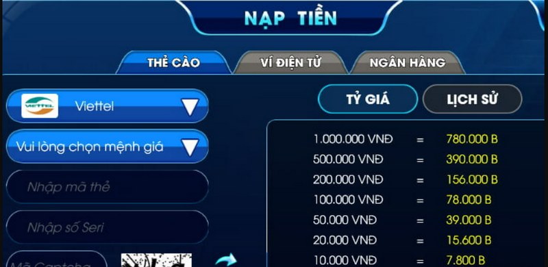 nạp tiền bonclub bằng thẻ cào